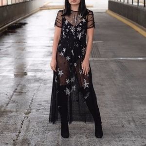 Express Mesh & Sequin Starry Nite Dress with Bodysuit size M